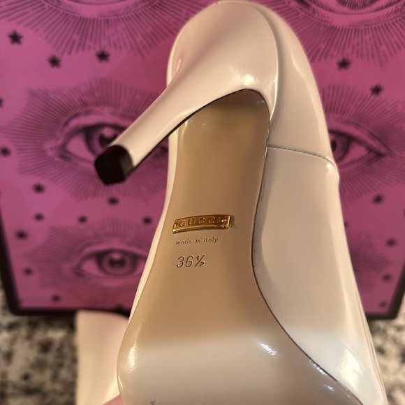 BRAND NEW RARE White Never Worn Gucci Elasia Heels with Removable Pearl Bows - Picture 8 of 13